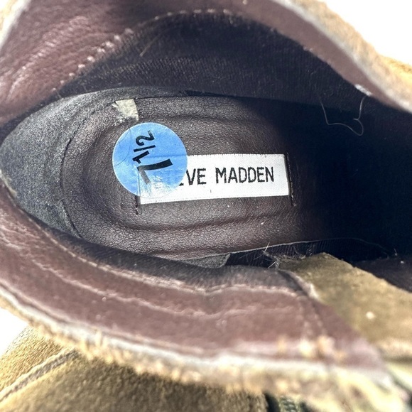 Steve Madden Size 7.5 Harrlee Boots Suede Leather Ankle Booties Green Western - Picture 6 of 11